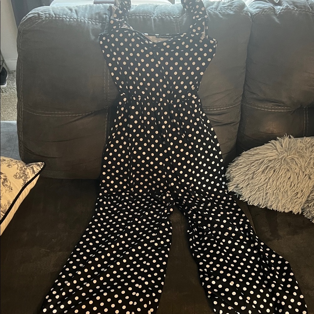 Caution To The Wind Black and White Polka Dot Jumpsuit